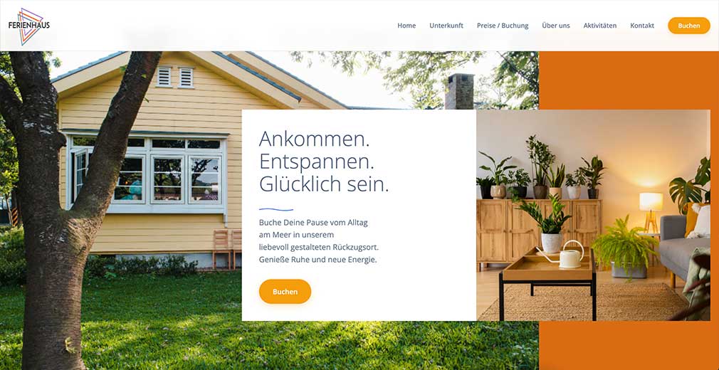 Screenshot einer Restaurant Webseite
